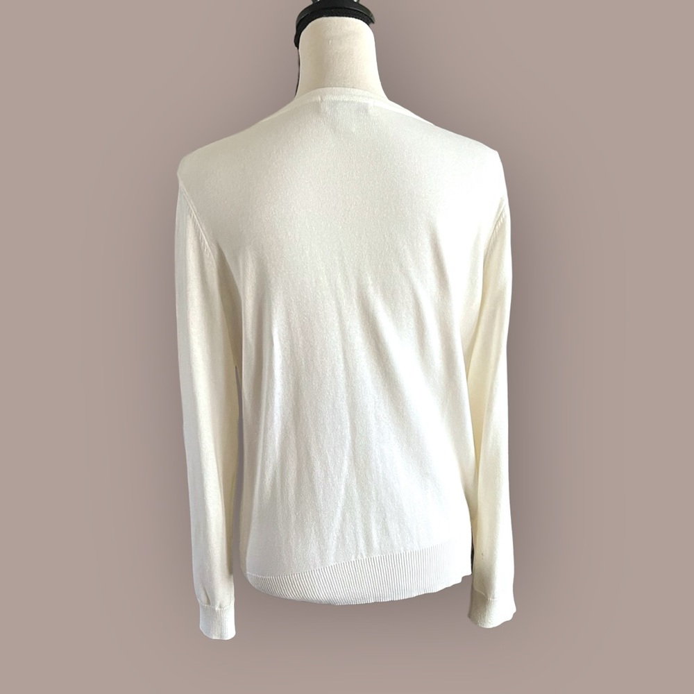 Vtg. Christopher & Banks applied Rhinestone flower center button cardigan.SZ.M - Picture 5 of 7